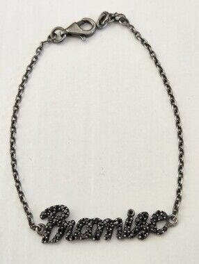 925 Sterling Silver Promise Script Name Bracelet in Black